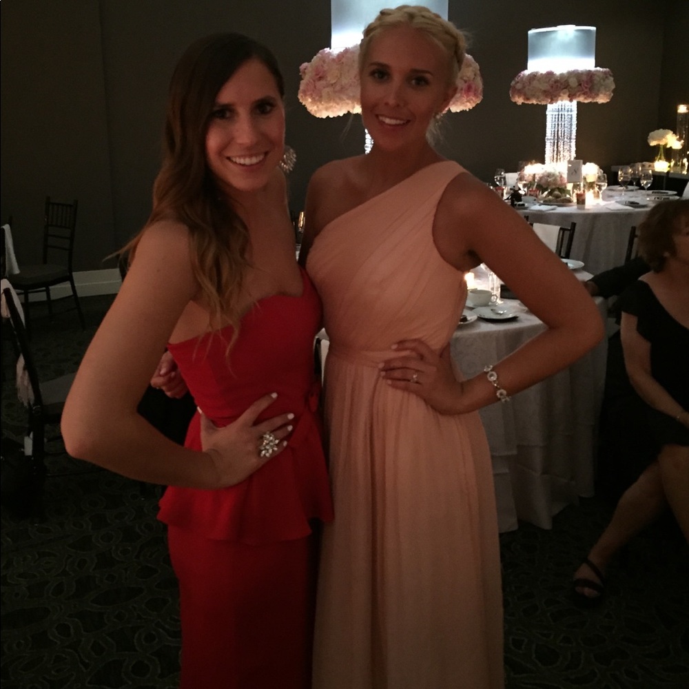 Blush One Shoulder Floor Length Formal Dress